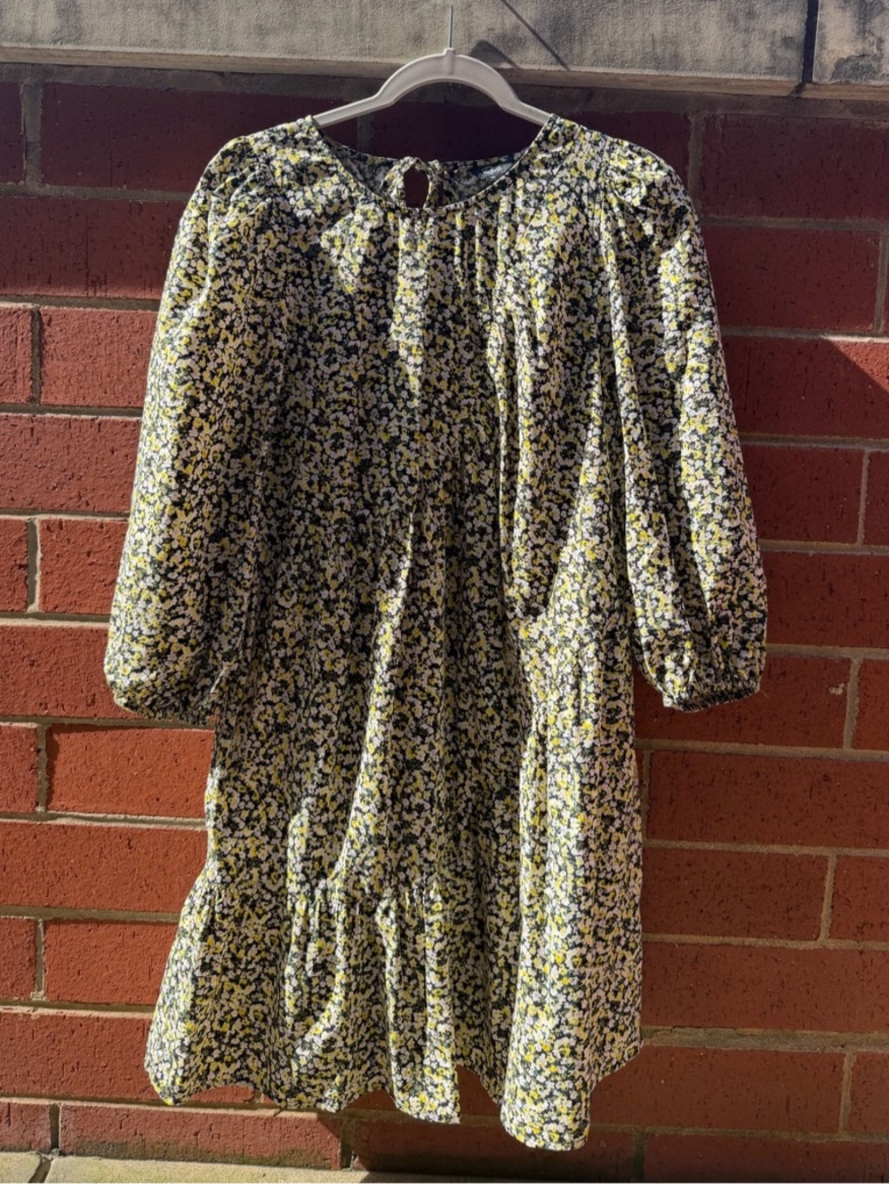 Rails Louise Chrysanthemum Floral Dress Womens M Puff Sleeve Tiered Babydoll
